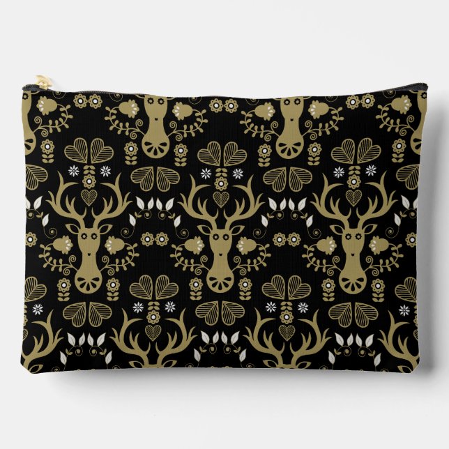 Pochette À Accessoires Cerf d'art populaire scandinave (Recto)