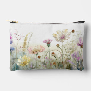 Pochette À Accessoires Champ d'aquarelle des fleurs sauvages