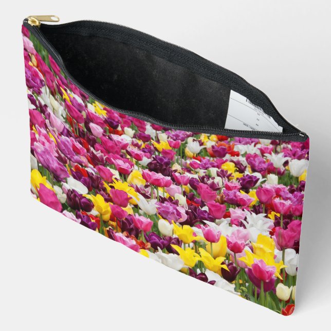 Pochette À Accessoires champ plein de tulipes (Ouvrir)