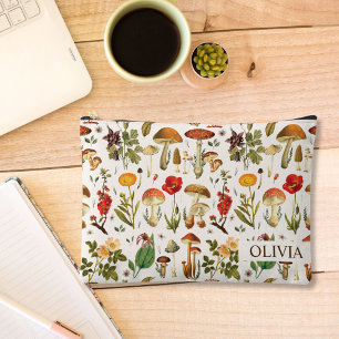 Pochette À Accessoires Champignon vintage et Fleur sauvage