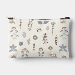 Pochette À Accessoires Charme botanique Bleu Brown Impression Couper légè