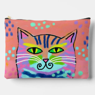 Pochette À Accessoires Chat calico coloré Art abstrait