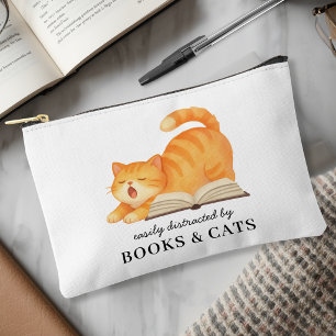 Pochette À Accessoires Chat drôle livreuse aquarelle amateur de livres di