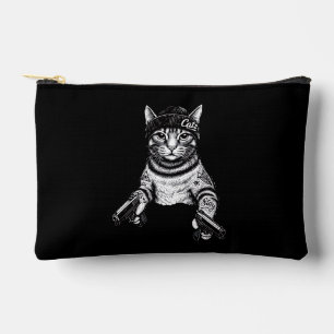 Pochette À Accessoires Chat Gangster Tatoué Art Kitty Streetwear Cool