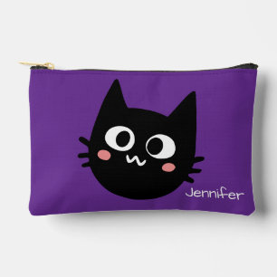 Pochette À Accessoires Chat Noir Drôle Personnalisé Violet