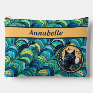 Pochette À Accessoires Chat noir et lune céleste Impression Accessoire Po