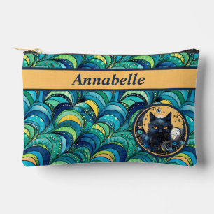 Pochette À Accessoires Chat noir et lune céleste Impression Accessoire Po