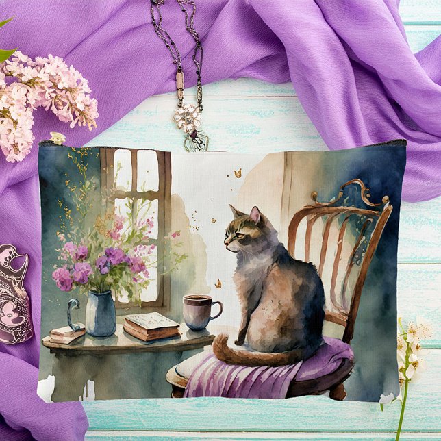 Pochette À Accessoires Chat sur chaise peinte (Créateur téléchargé)