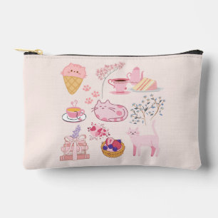 Pochette À Accessoires Chats de thé rose vif