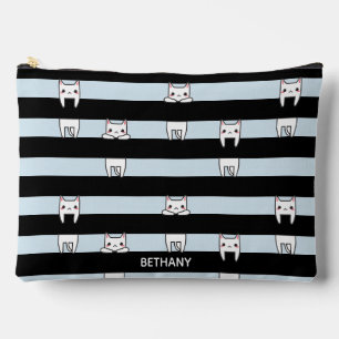 Pochette À Accessoires Chats Escalades mignons sur rayé personnalisé