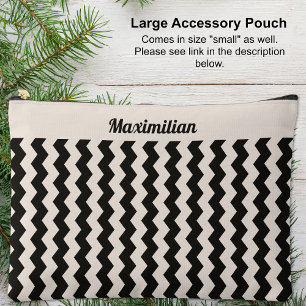 Pochette À Accessoires Chevrons au charbon de bois et ciment LARGE Pochet