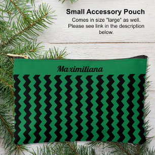 Pochette À Accessoires Chevrons verts et noirs - PETITE valise d'accessoi