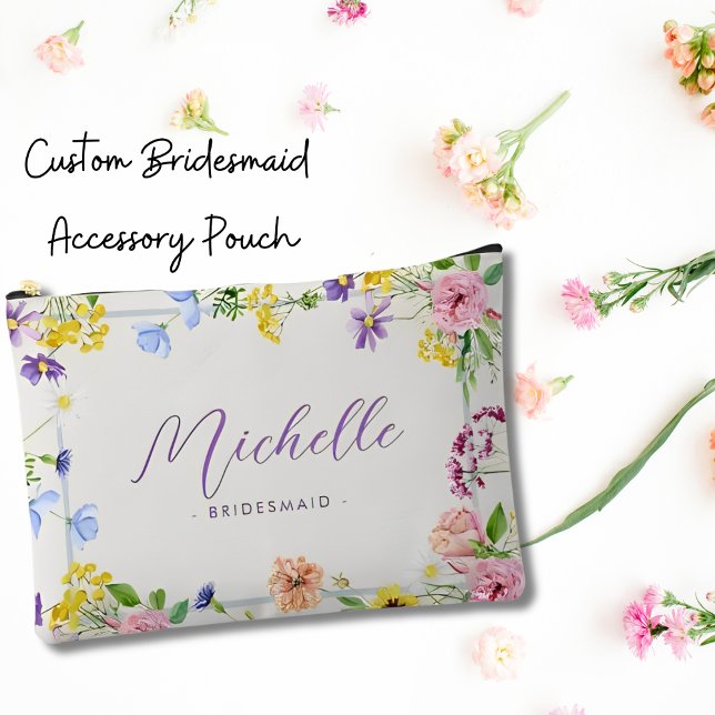 Pochette À Accessoires Chic Elegant Rose Lilac Fleur sauvage Bridesmaid (Créateur téléchargé)