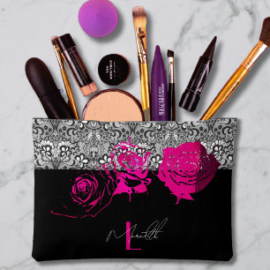 Pochette À Accessoires Chic Lace & Roses Personnalisé 