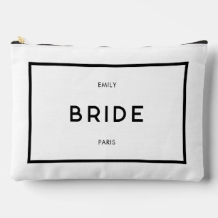 Pochette À Accessoires Chic Minimal Français Noir & Blanc Nom de la marié
