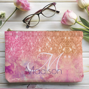 Pochette À Accessoires Chic ombre rose rose pâle parties scintillant mono