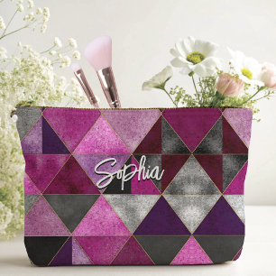 Pochette À Accessoires Chic rose violet gris géométrique