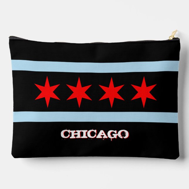Pochette À Accessoires Chicago sac, mode noir, drapeau de Chicago (Verso)
