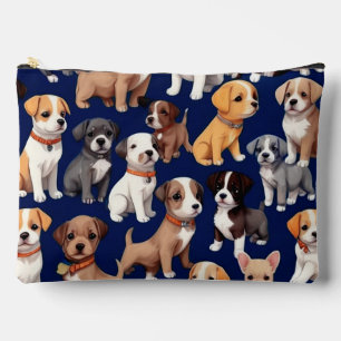 Pochette À Accessoires Chien Chien Chien bleu de la marine Design Motif