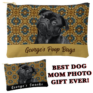 Pochette À Accessoires Chien Maman Brown Gold Photo Poop Personnalisé Bg