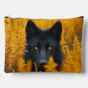 Pochette À Accessoires Chien noir aux yeux d'or étonnants