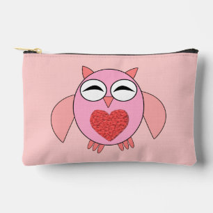 Pochette À Accessoires Chouette de coeur rose