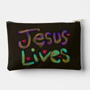 Pochette À Accessoires Citation chrétienne ‘Jésus vit’ Floral 
