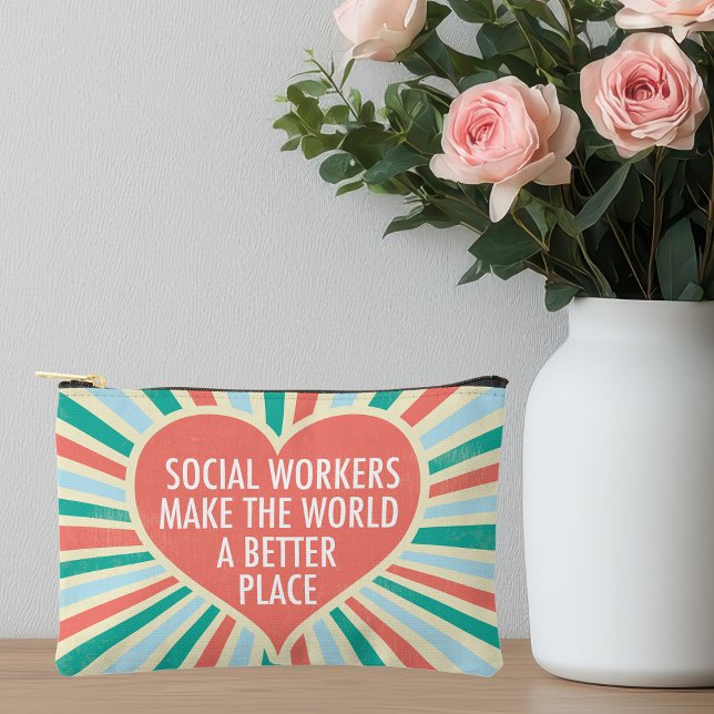 Pochette À Accessoires Citation de travail social inspirationnel Travaill (Créateur téléchargé)