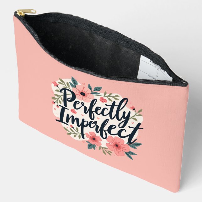 Pochette À Accessoires Citation de typographie florale parfaitement impar (Ouvrir)
