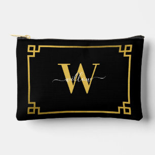 Pochette À Accessoires Clé grecque noire et or Monogramme