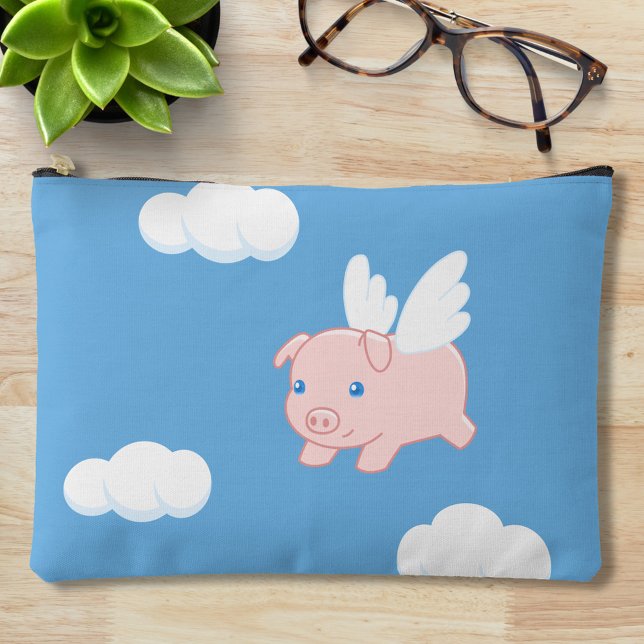 Pochette À Accessoires Cochon volant - Cochon mignon avec ailes (Créateur téléchargé)