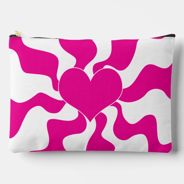 Pochette À Accessoires Coeur d'amour en Magenta et Blanc (Recto)
