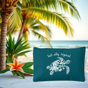 Pochette À Accessoires Coeur de pêcheur de tortue hawaïenne Turquoise