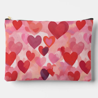 Pochette À Accessoires Cœurs aquarelle rose et rouge Coquette romantique
