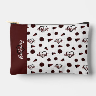 Pochette À Accessoires Coeurs Cheer Maroon, Pom Poms, Motif Mégaphone