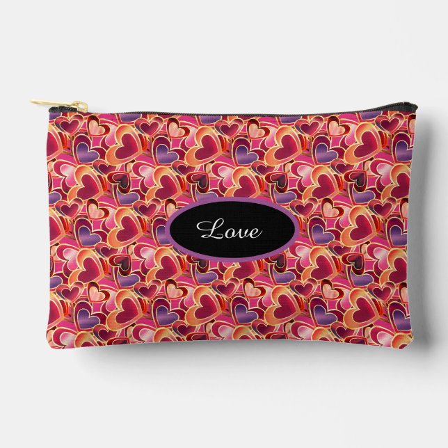 Pochette À Accessoires Coeurs de Popping Personnalisés Sucrés (Recto)