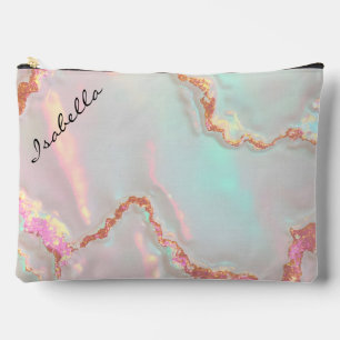 Pochette À Accessoires Collection Luxe Moderne Rose Pâle Menthe Douce Or