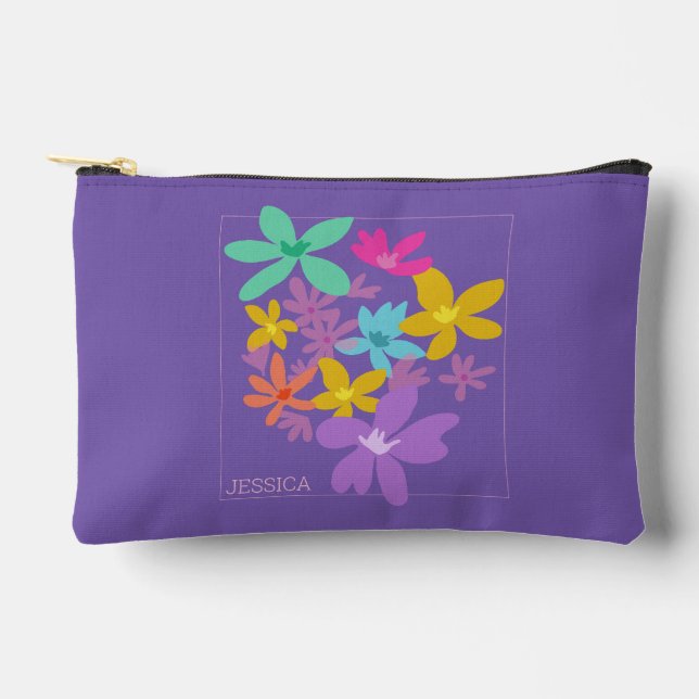 Pochette À Accessoires coloré personnalisé floral moderne jolie féminine (Recto)