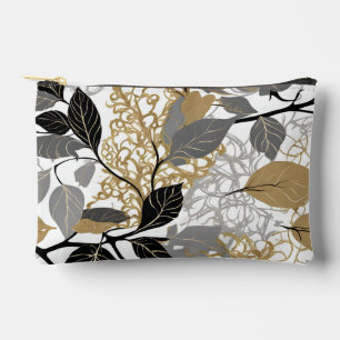 Pochette À Accessoires Conception de vigne à feuilles moderne or, noir et