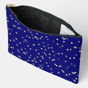 Pochette À Accessoires Conception d'étoile d'or sur bleu