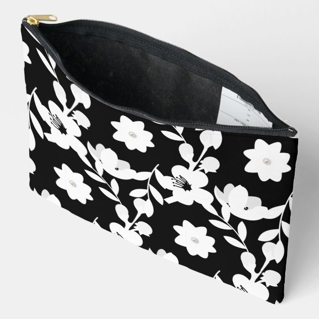 Pochette À Accessoires Conception florale avec perles (Ouvrir)