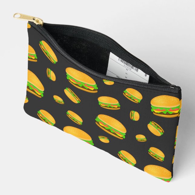 Pochette À Accessoires Cool et amusant hamburger motif gris foncé (Ouvrir)