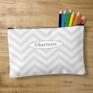 Pochette À Accessoires Coque de crayon Motif blanc argenté moderne