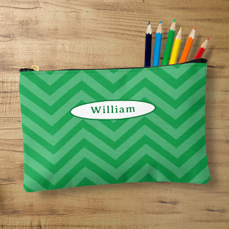 Pochette À Accessoires Coque de crayon Motif Fun Green Chevron