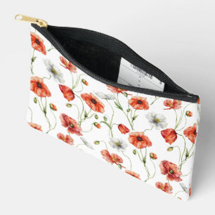 Pochette À Accessoires Coquelicots et fleurs sauvages blanches de prairie
