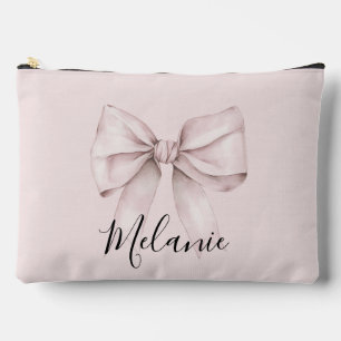 Pochette À Accessoires Coquette arc rose Personnalisé Nom de la femme de 