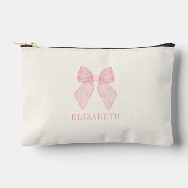 Pochette À Accessoires Coquette esthétique Arc Rose Personnalisé  (Recto)