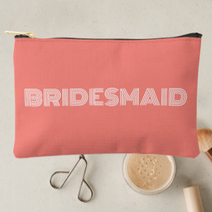 Pochette À Accessoires Coral Moderne Typographie Bridesmaid