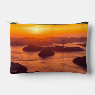 Pochette À Accessoires Coucher de soleil sur le pont Kurushima Kaikyo et 