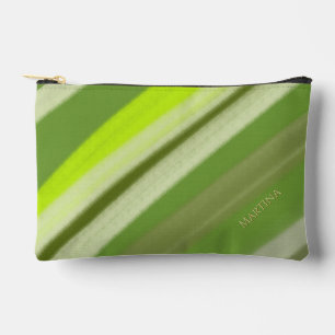 Pochette À Accessoires Couleur de nom personnalisée rayures vert citron c